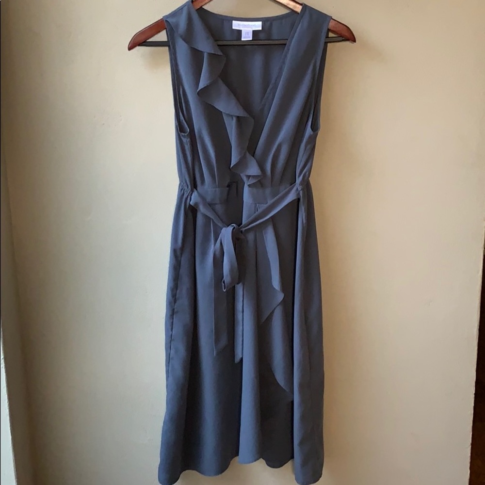 Motherhood Maternity Grey Faux Wrap Ruffle Dress